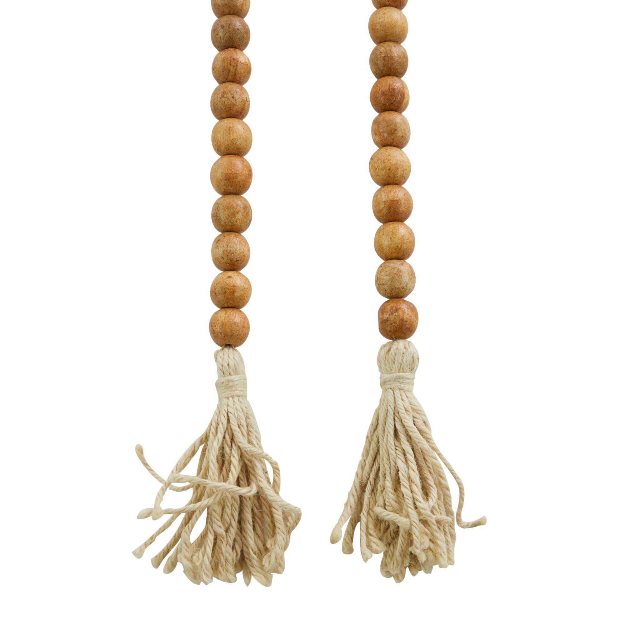 Brown Wood Bohemian Bead Garland 82" x 1" x 1"